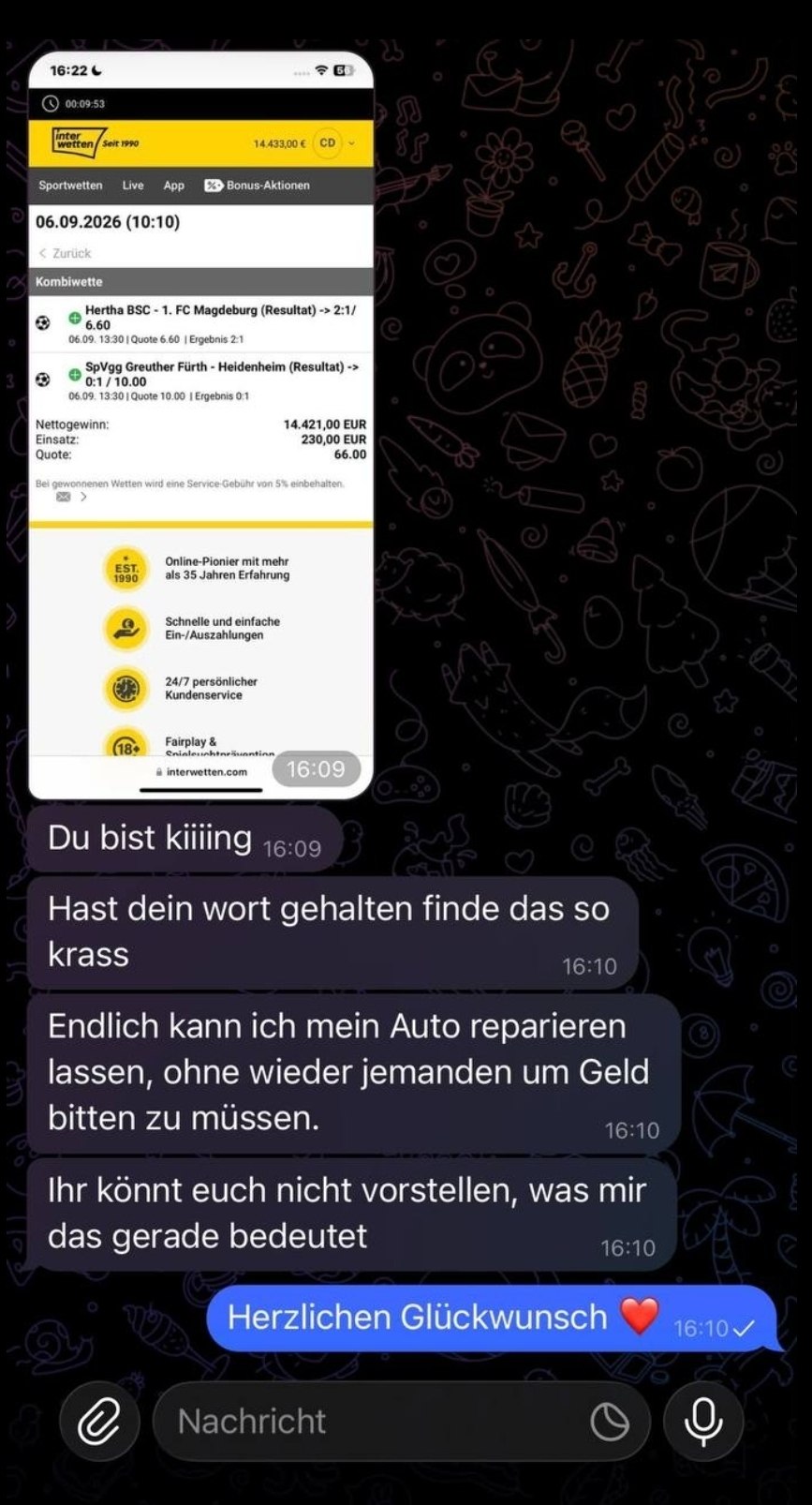 Interwetten Gewinnbild: 14.421 € aus 230 € Einsatz