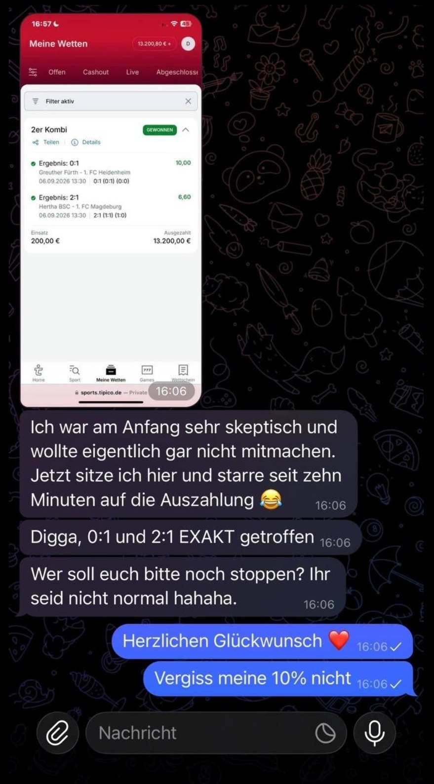 Interwetten Gewinnbild: 13.200 € aus 200 € Einsatz